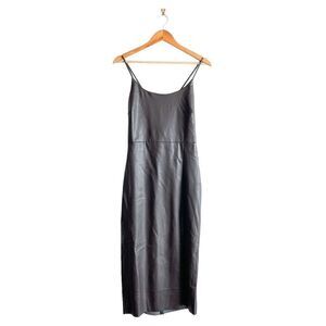 RD Style Womens Midi Dress Davina Criss Cross Sleeveless  VL Brown Vegan Large